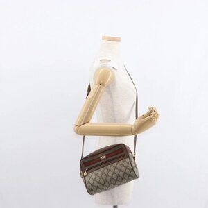 GUCCI GG Supreme Web Sherry Line Bag PVC Beige Red